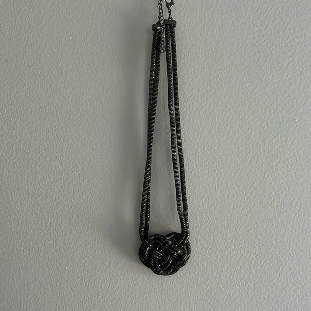 Dark Silver Crossed Necklace
